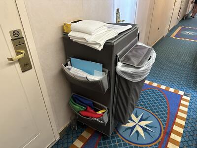 Cart used by stateroom attendants on Vision of the Seas