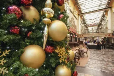 Christmas tree in the Royal Promenade onboard Independence of the Seas