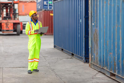 Employee at cargo yard