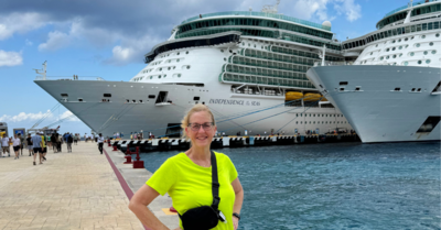 Patty in front of Independence of the Seas