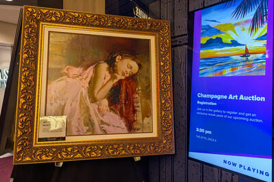 painting on display at cruise ship art auction