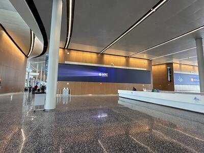 The manual check-in desk area at a cruise terminal