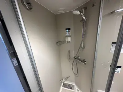 The shower in a cruise ship cabin