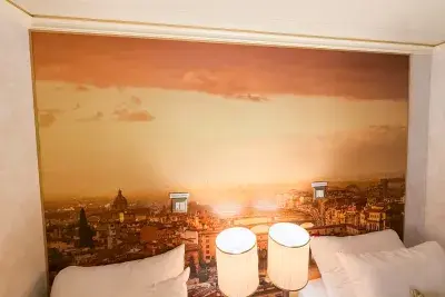 Mural of Florence Italy on wall in Carnival Firenze cabin