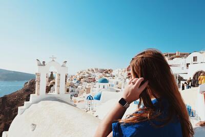 Allie Hubers in Santorini Greece