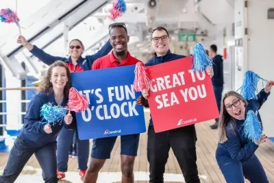 Carnival Spirit team welcomes guests in Barcelona