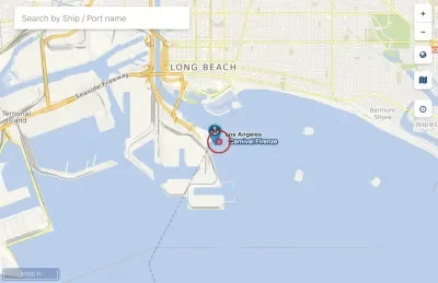 Cruise Mapper screenshot showing that the Carnival Firenze has not departed LA yet