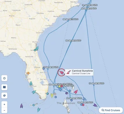 Carnival Sunshine Cruise Mapper Location