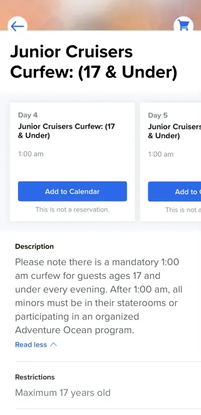 Junior Curfew on Royal Caribbean