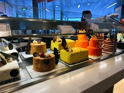 Cakes in the buffet on Celebrity Reflection