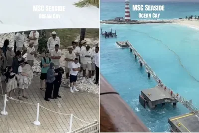 TikTok showing MSC Seaside drifting from the pier