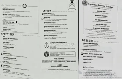 Carnival new dining room menu
