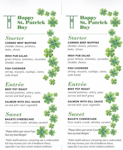 Carnival's St. Patrick's Day Menu 2026