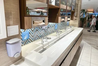 handwashing station on a cruise ship at the buffet