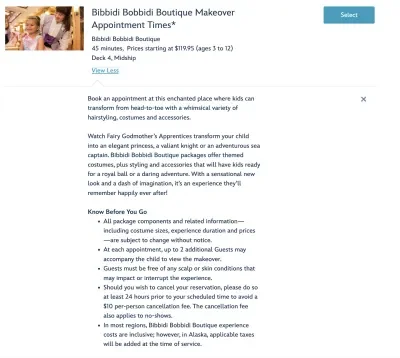 Bibbidi Bobbidi Boutique Reservation Portal DCL