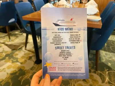 Carnival Kids Menu