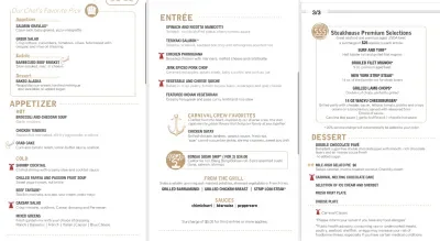 Carnival dining menu