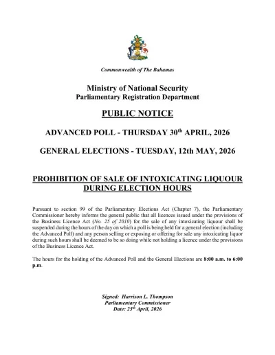 Alcohol Public Notice, Election Day