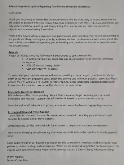 Disney Adventure Cancellation