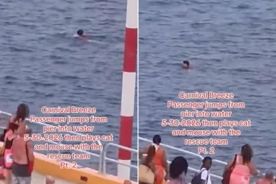 TikTok showing Carnival passenger in the ocean in Cozumel