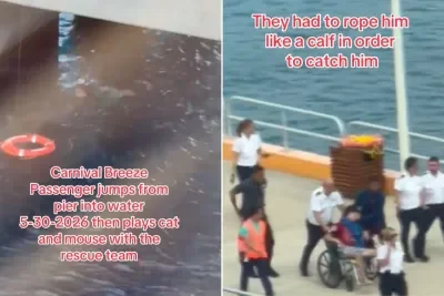 TikTok showing Carnival passenger in the ocean in Cozumel