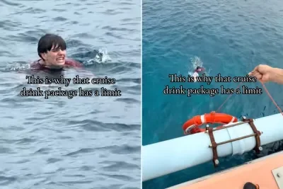 TikTok showing Carnival passenger in the ocean in Cozumel