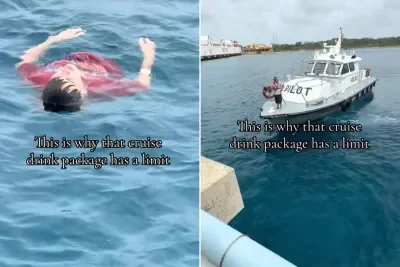TikTok showing Carnival passenger in the ocean in Cozumel