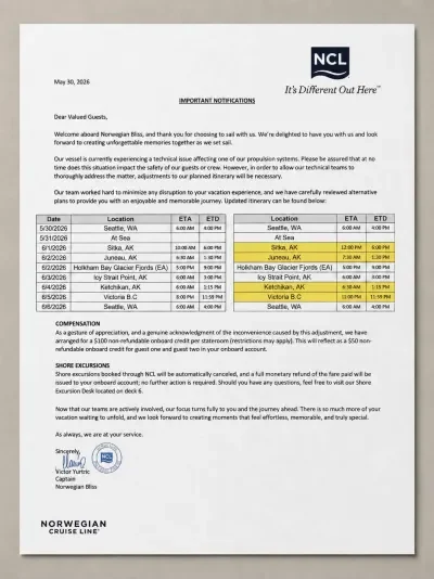 NCL Bliss Propulsion Letter