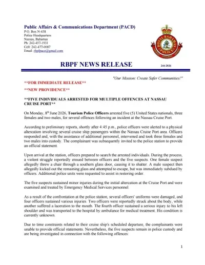 Nassau Police Report