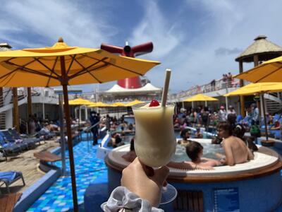 Drink on lido deck of Carnival Ecstasy