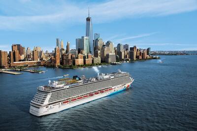 NCL Breakaway aerial shot with New York in background