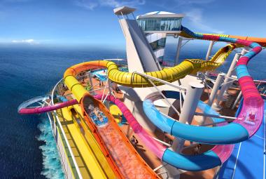 world's longest water slide at sea, called The Blaster