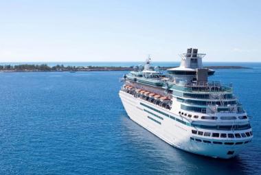 Majesty of the Seas at CocoCay aerial