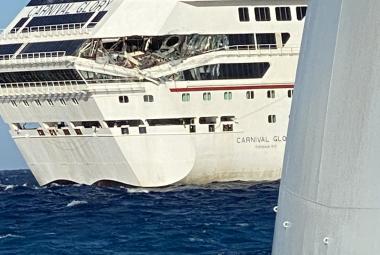 Carnival Legend and Glory ran into each other during a docking attempt in Cozumel, Mexico