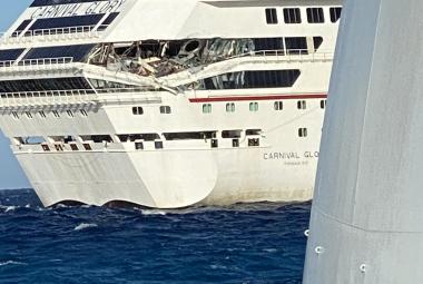 Carnival Legend and Glory ran into each other during a docking attempt in Cozumel, Mexico