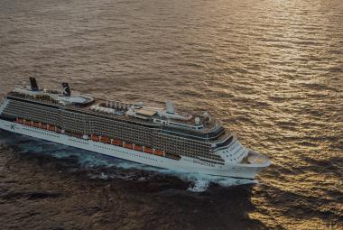 Celebrity ship at sunset