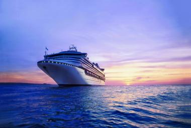 Princess Cruise ship Sapphire at sunset at sea