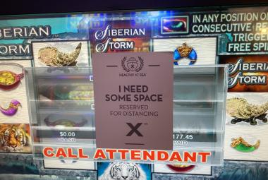 Casino screen blocked for social distancing