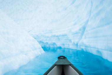 Canoe going through Matanuska Glacier in Alaska