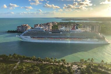 Carnival cruise ship sailing away from Miami