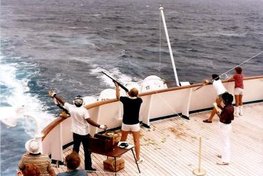 Skeet shooting back of cruise