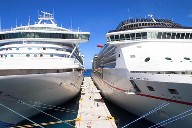 Cruise ships docked next to each other