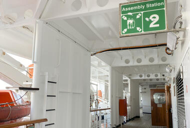 Muster station on a cruise ship