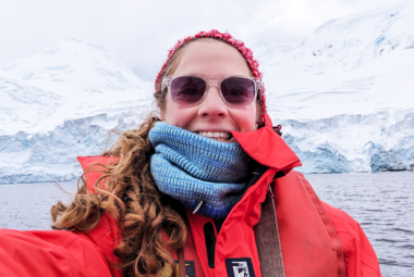 selfie of girl in Antarctica