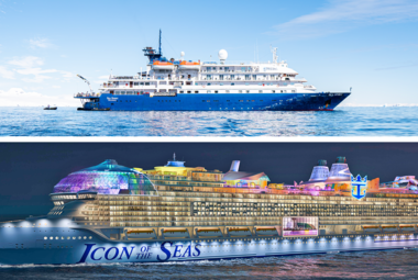 side by side image of a small vs big cruise ship