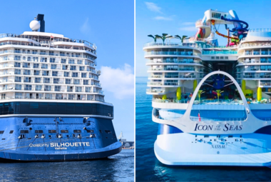 side by side image of Celebrity and Royal Caribbean ship