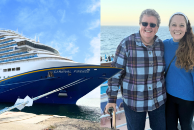 Jenna and Ellen smiling on Carnival Firenze cruise ship