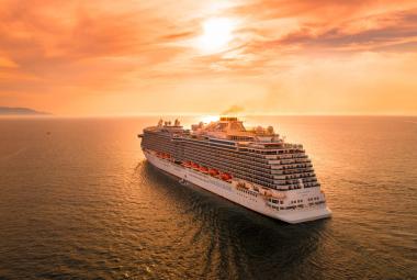 Cruise ship at sunset