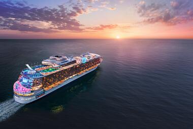 Wonder of the Seas at sunset